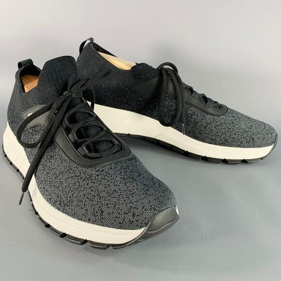PRADA Size 11 Black Grey Ombre Nylon Stretch Sneakers - Picture 1 of 9
